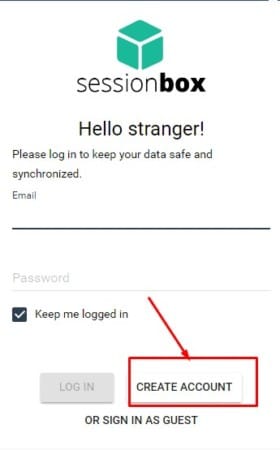 إنشاء حساب على إضافة SessionBox