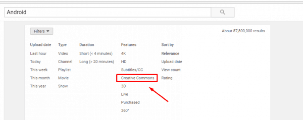 ميزة Creative Commons