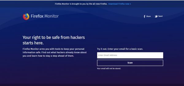 خدمة Firefox Monitor