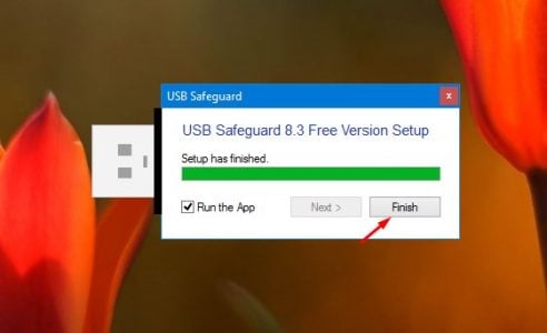 تثبيت برنامج USB Safeguard