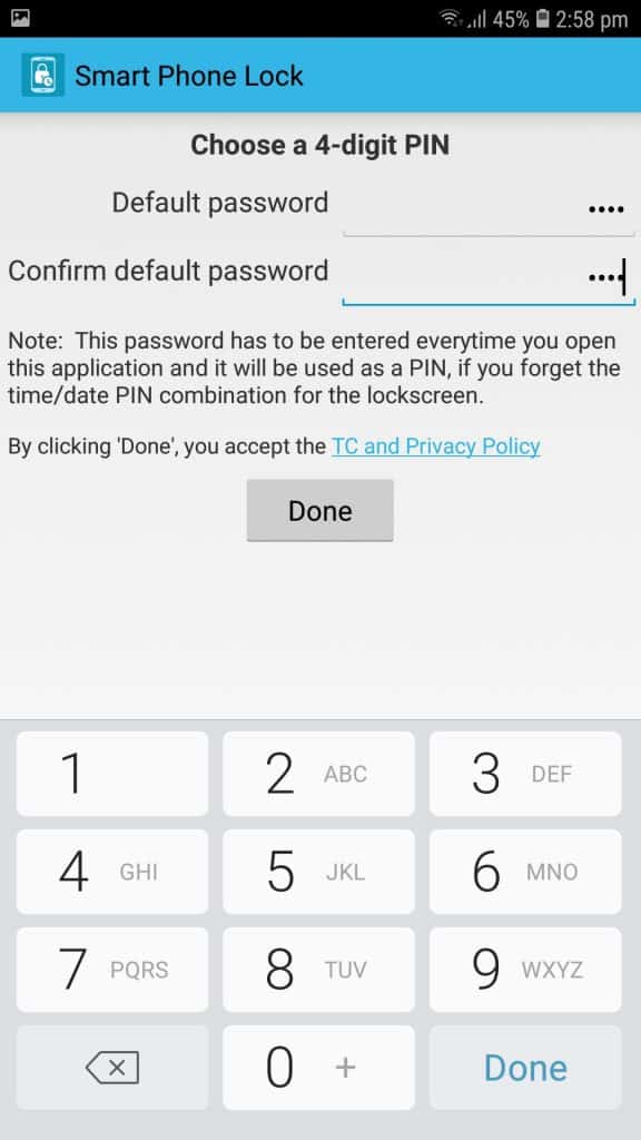 تطبيق Smart Phone Lock توضيح