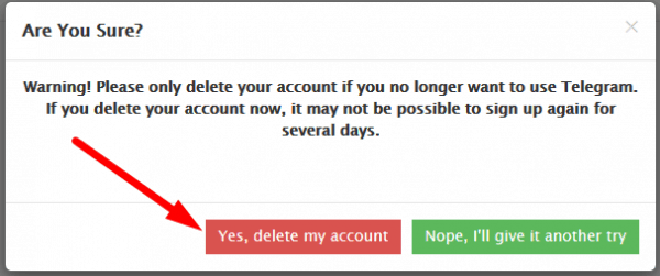 مسح اكونت تيليجرام