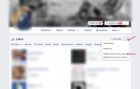 اخفاء اعجاب الصفحات من فيس بوك