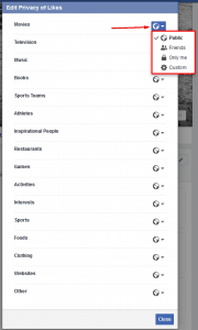 عدم اظهار الصفحات المعجب بها على فيس بوك