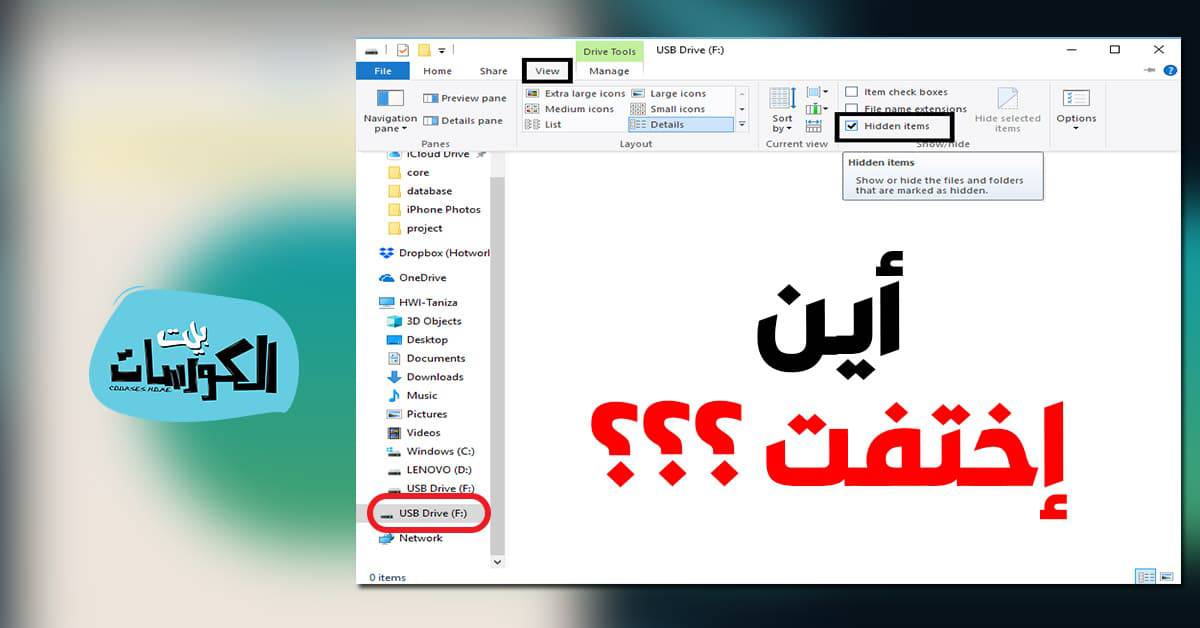 مشكلة إختفاء الملفات من ال USB