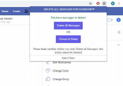 أداة مسح الرسائل بفيسبوك