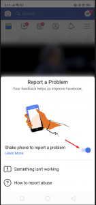خاصية Report a Problem في فيس بوك