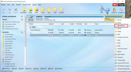 طريقة تكبير برتيشن c