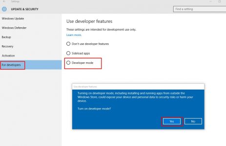 مميزات وضع المطور في ويندوز 10