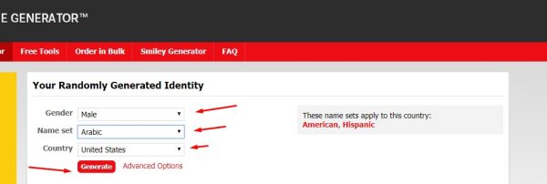 عنوان امريكي وهمي