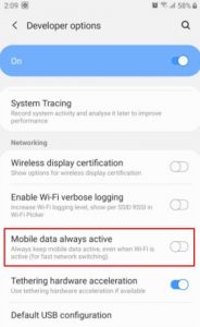 الغاء تفعيل بيانات الهاتف المحمول