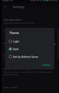 الوضع الليلي في جوجل بلاي