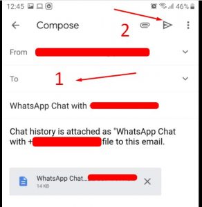 حفظ محادثات واتساب على الايميل