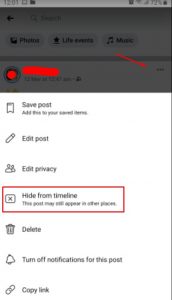 طريقة إخفاء منشور على فيس بوك