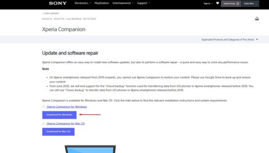 Xperia Companion حل مشكلة تثبيت برنامج