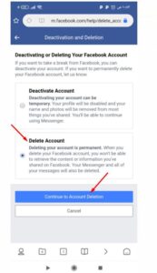 رابط حذف حساب الفيس بوك نهائيا