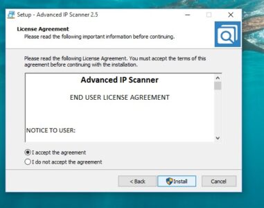 تثبيت برنامج Advanced IP Scanner
